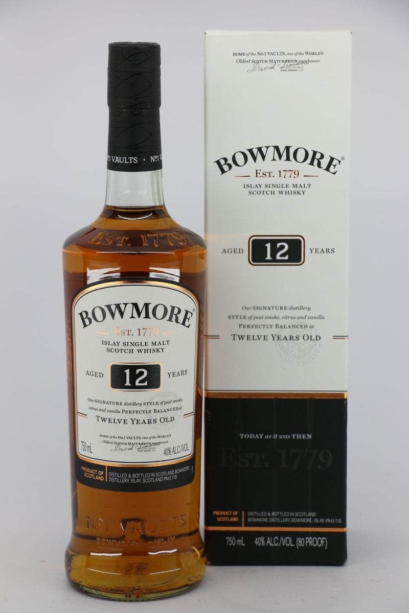Bowmore 12 Year Old Single Malt Scotch Whisky, Islay 750mL – PJ