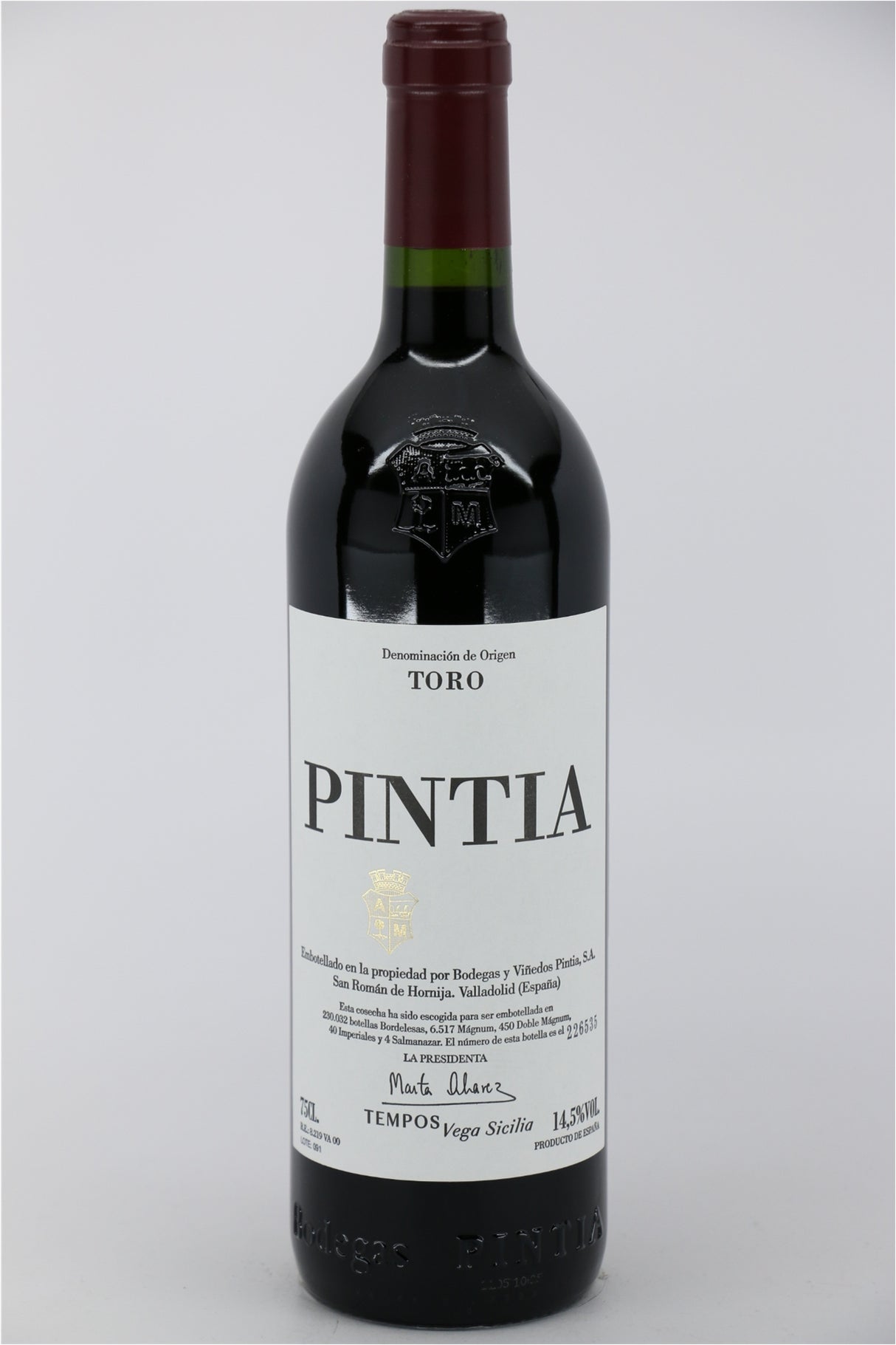 Pintia Toro 2020 red wine bottle 750mL from Spain