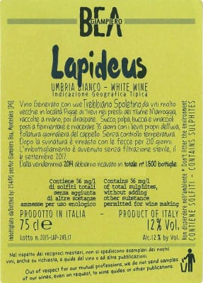 Paolo Bea Lapideus Bianco 2021