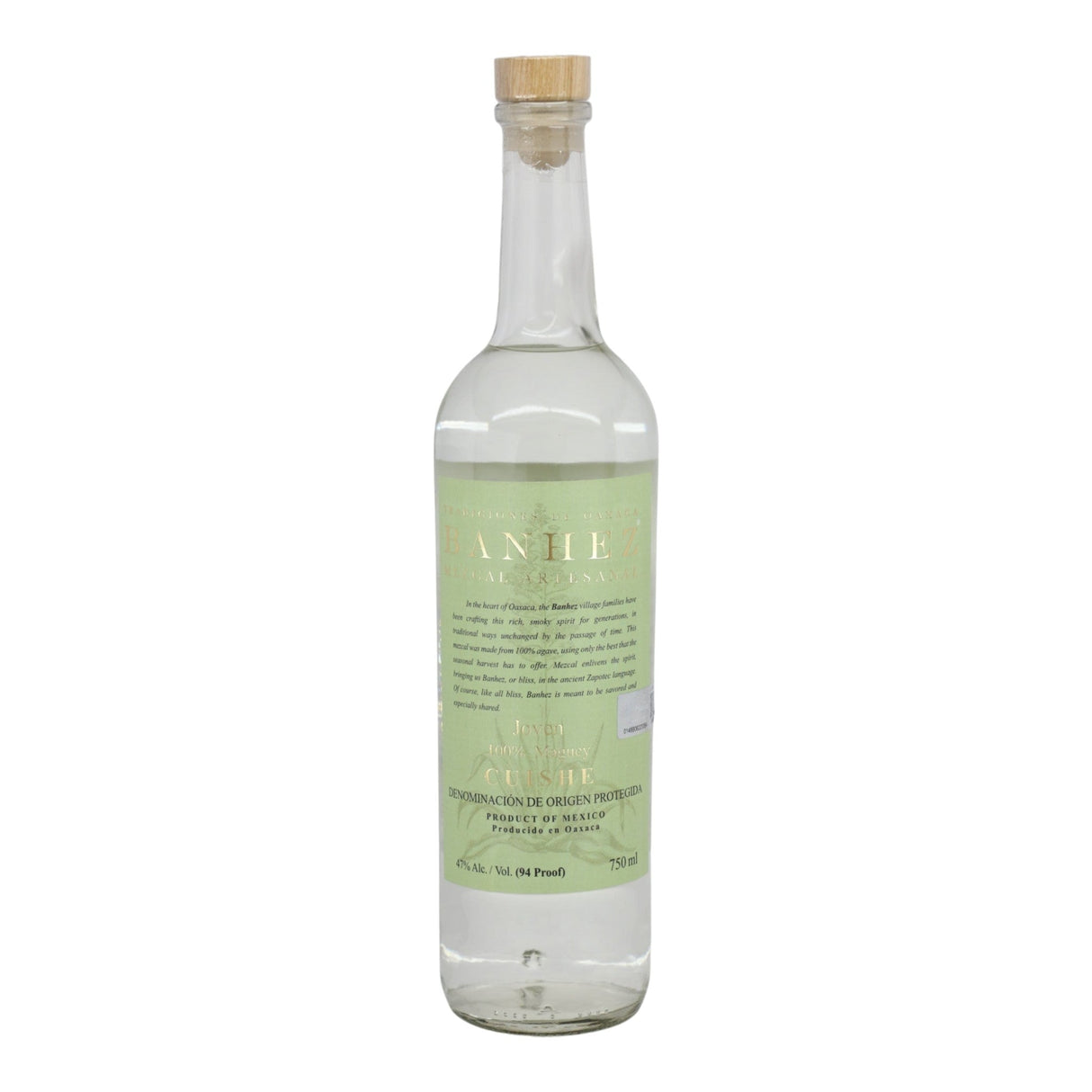 Banhez Cuishe Joven Mezcal 750mL bottle from Mexico