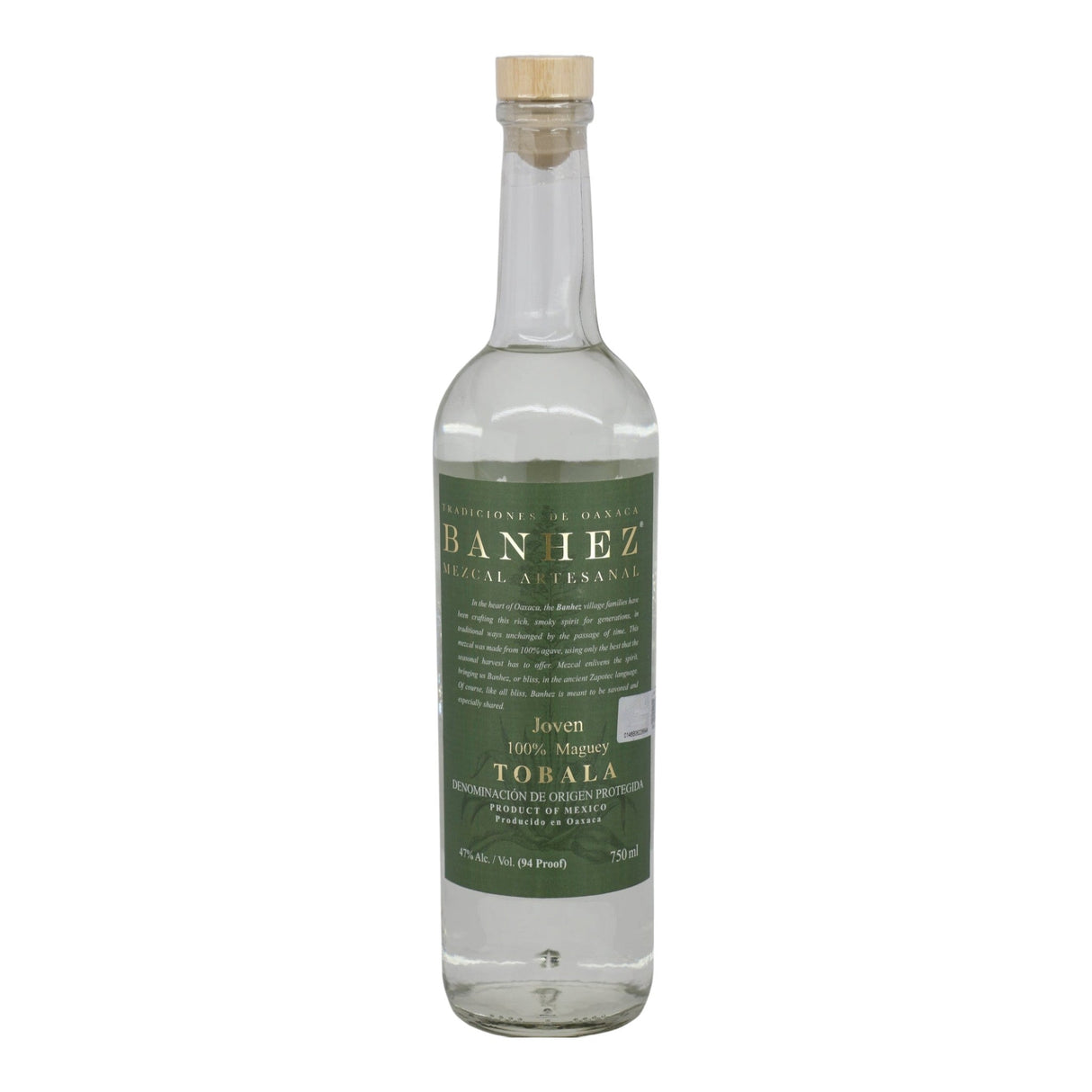 Banhez Tobala Joven Mezcal 750mL bottle from Mexico
