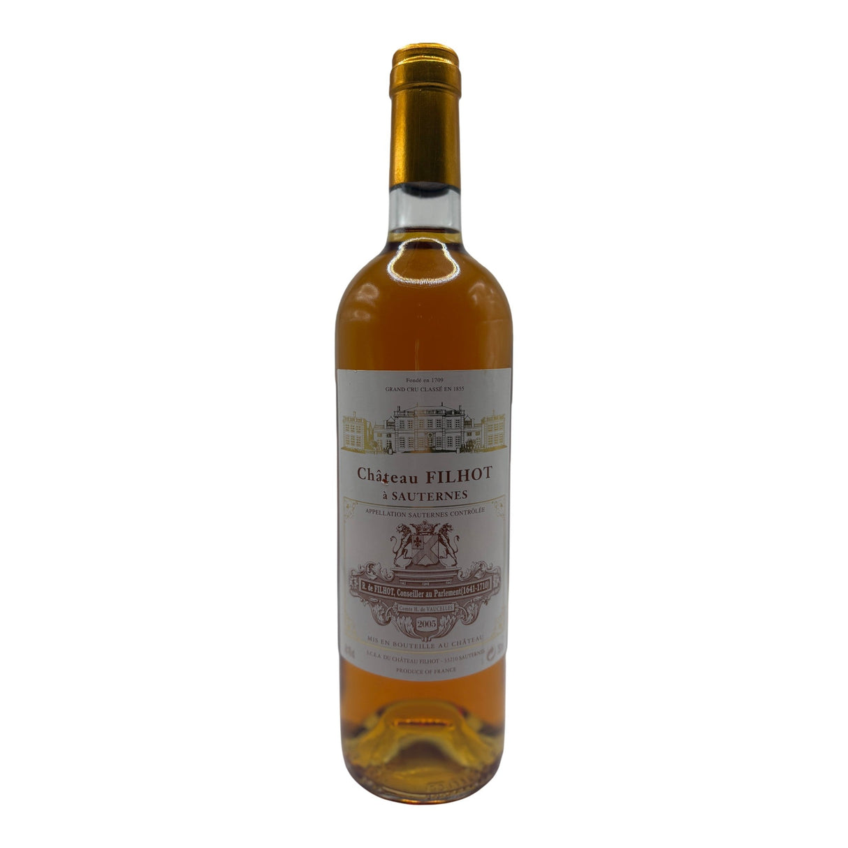 Chateau Filhot Sauternes Deuxieme Cru Classe 2005 white wine bottle 750mL from France