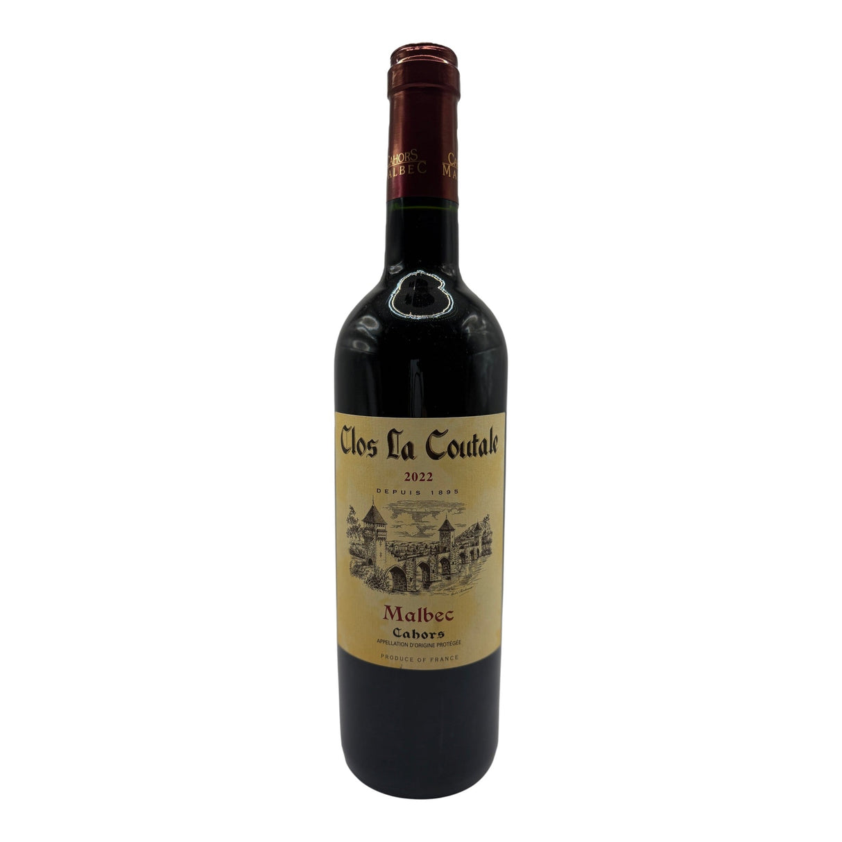 Clos la Coutale Cahors 2023 red wine bottle 750mL from France