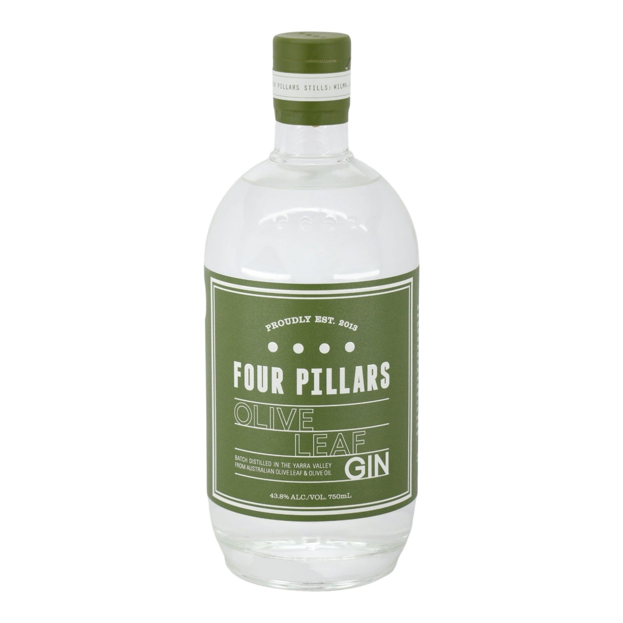 Four Pilllars Olive Leaf Gin 750mL flavored gin bottle from Australia
