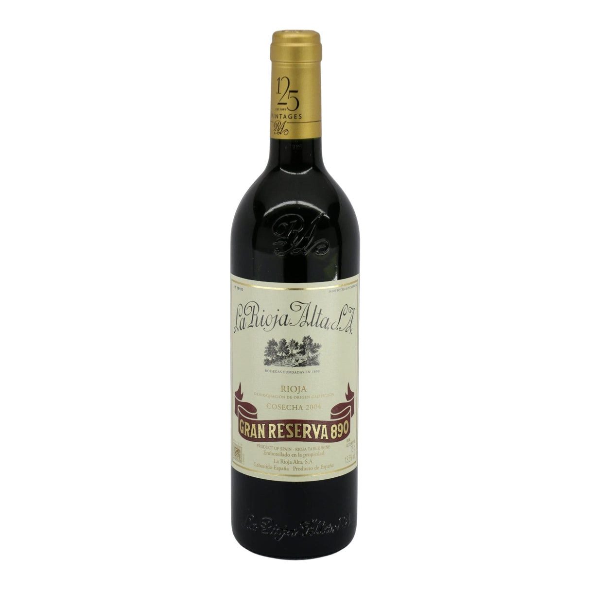 La Rioja Alta 890 Gran Reserva Rioja 2004 red wine bottle 750mL from Spain