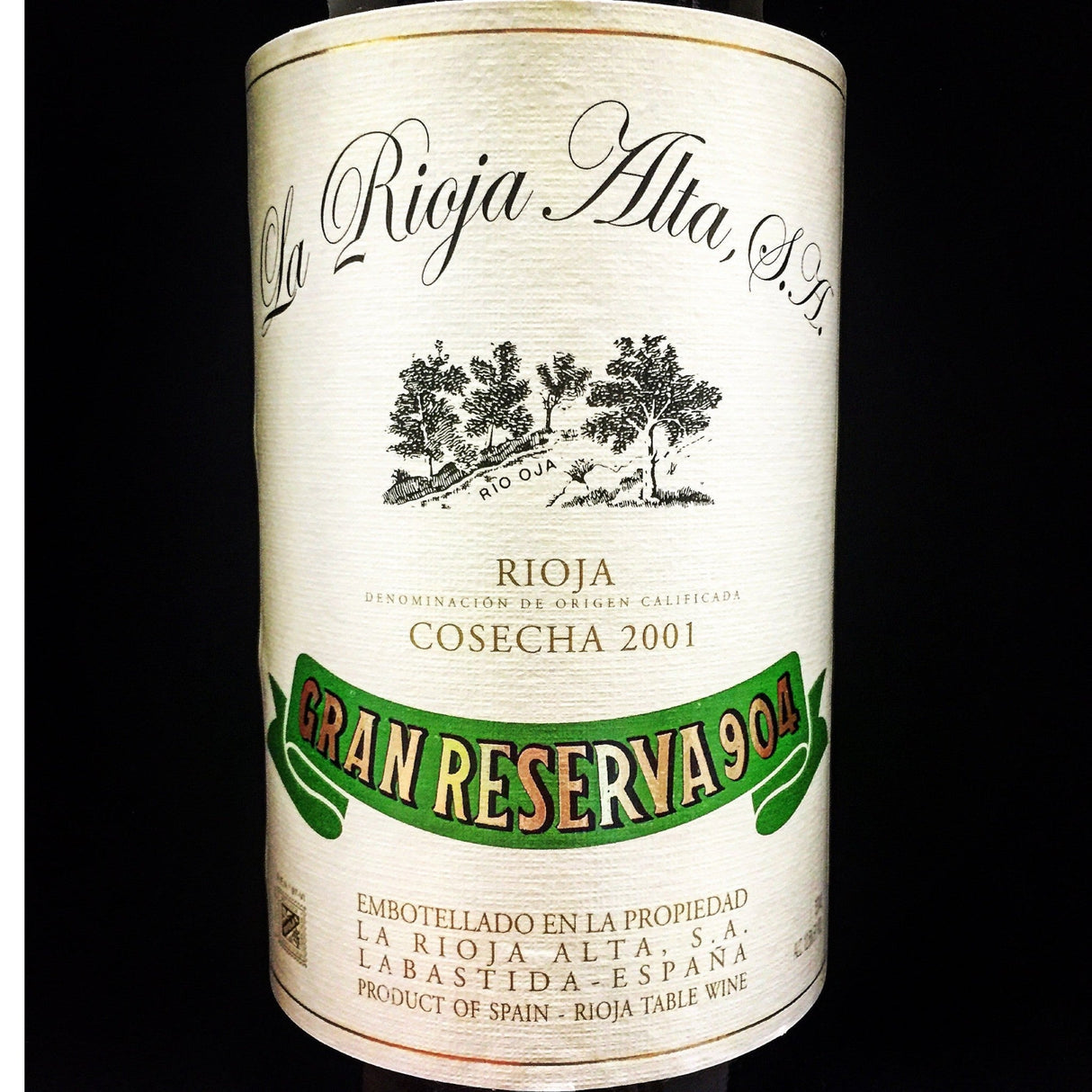 La Rioja Alta 904 Gran Reserva Rioja 2001 red wine bottle 750mL from Spain