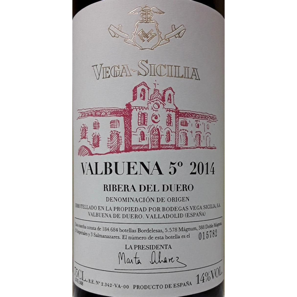 Vega Sicilia Valbuena 5 Ribera del Duero 2019 red wine bottle 750mL from Spain