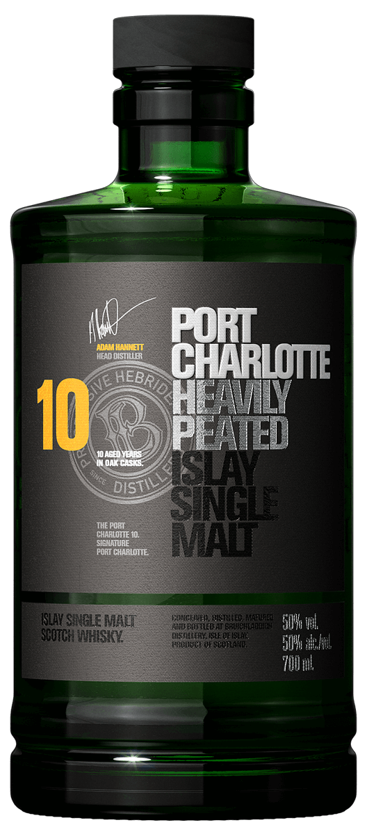 Bruichladdich Port Charlotte Heavily Peated 10 Year Islay Single Malt Scotch Whiskey 750mL
