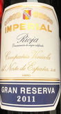 CVNE Imperial Gran Reserva Rioja 2011 red wine bottle 750mL from Spain