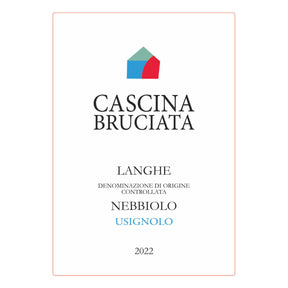 Cascina Bruciata Langhe Nebbiolo Usignolo 2022 red wine bottle from Italy