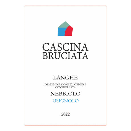 Cascina Bruciata Langhe Nebbiolo Usignolo 2022 red wine bottle from Italy
