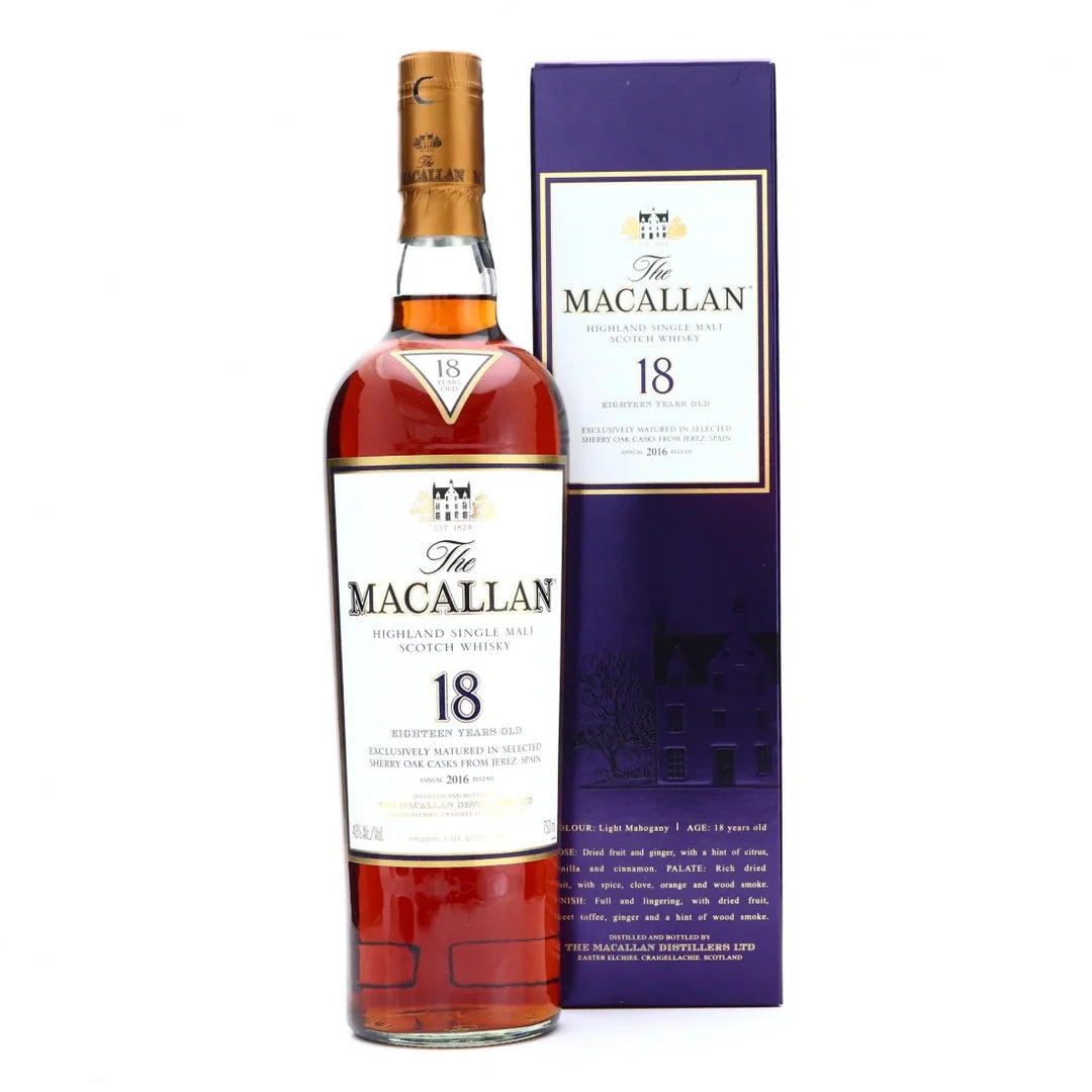 Macallan 18 Year 2016 Release Sherry Oak Single Malt Scotch Whiskey 750mL