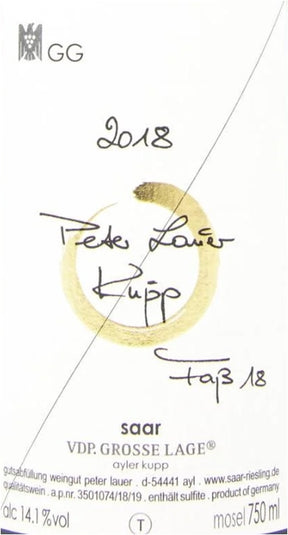 Peter Lauer No. 18 Ayler Kupp GG Riesling 2024 white wine bottle 750mL from Germany