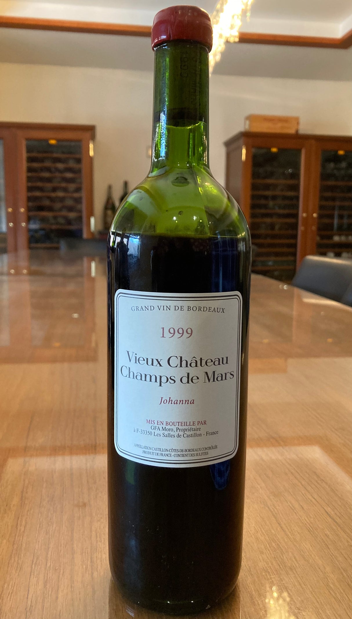 Vieux Chateau Champs de Mars Johanna Cotes de Castillon 1999 red wine bottle 750mL from France