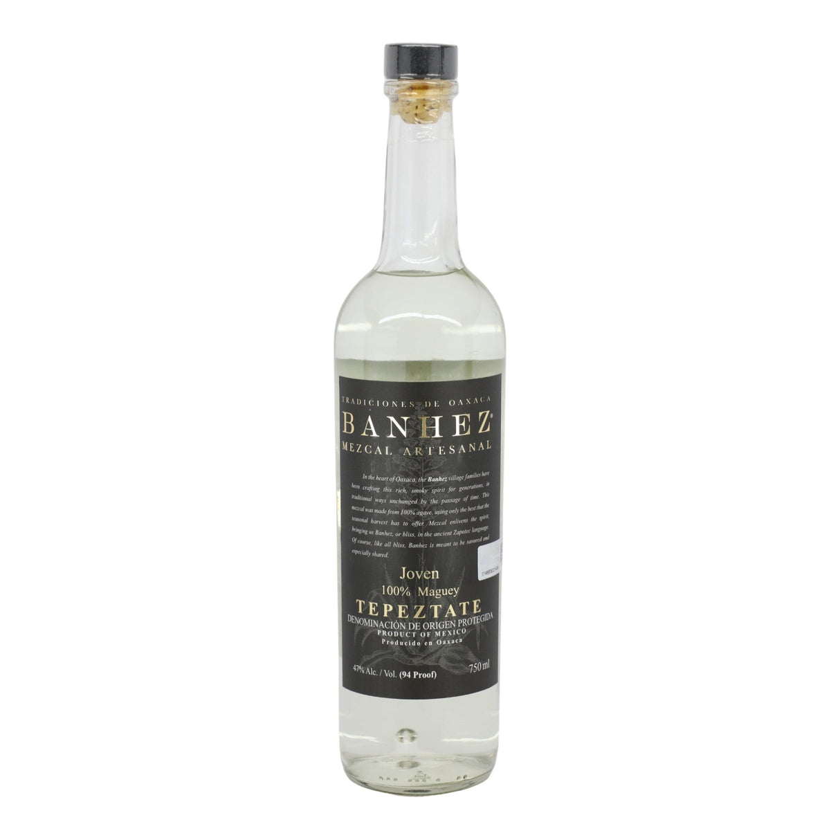 Banhez Tepeztate Joven Mezcal 750mL bottle from Mexico
