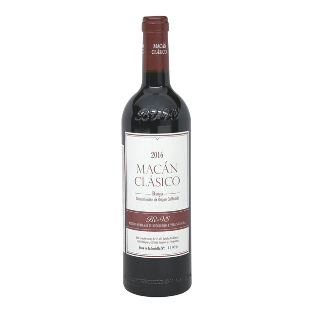 Bodegas Benjamin de Rothschild Vega Sicilia Macan Clasico Rioja 2020 red wine bottle 750mL from Spain