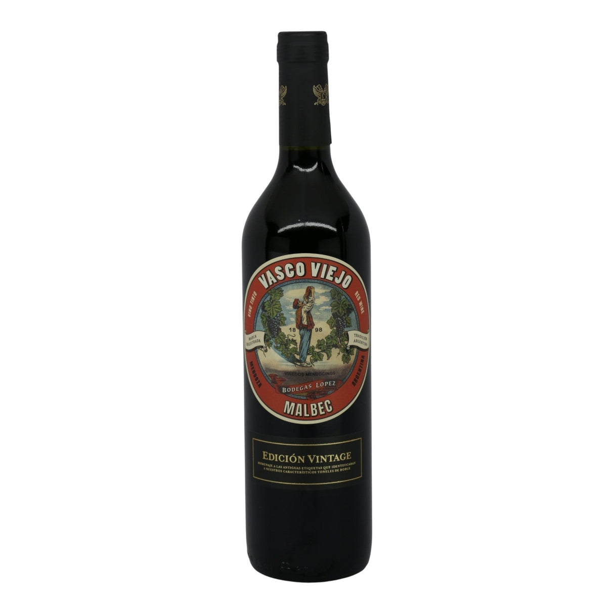 Bodegas Lopez Vasco Viejo Mendoza Malbec 2024 red wine bottle 750mL from Argentina
