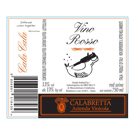 Calabretta Cala Cala Rosso NV bottle 750mL from Italy