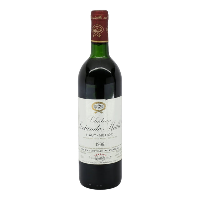Chateau Sociando Mallet Medoc 1986 red wine bottle 750mL from France