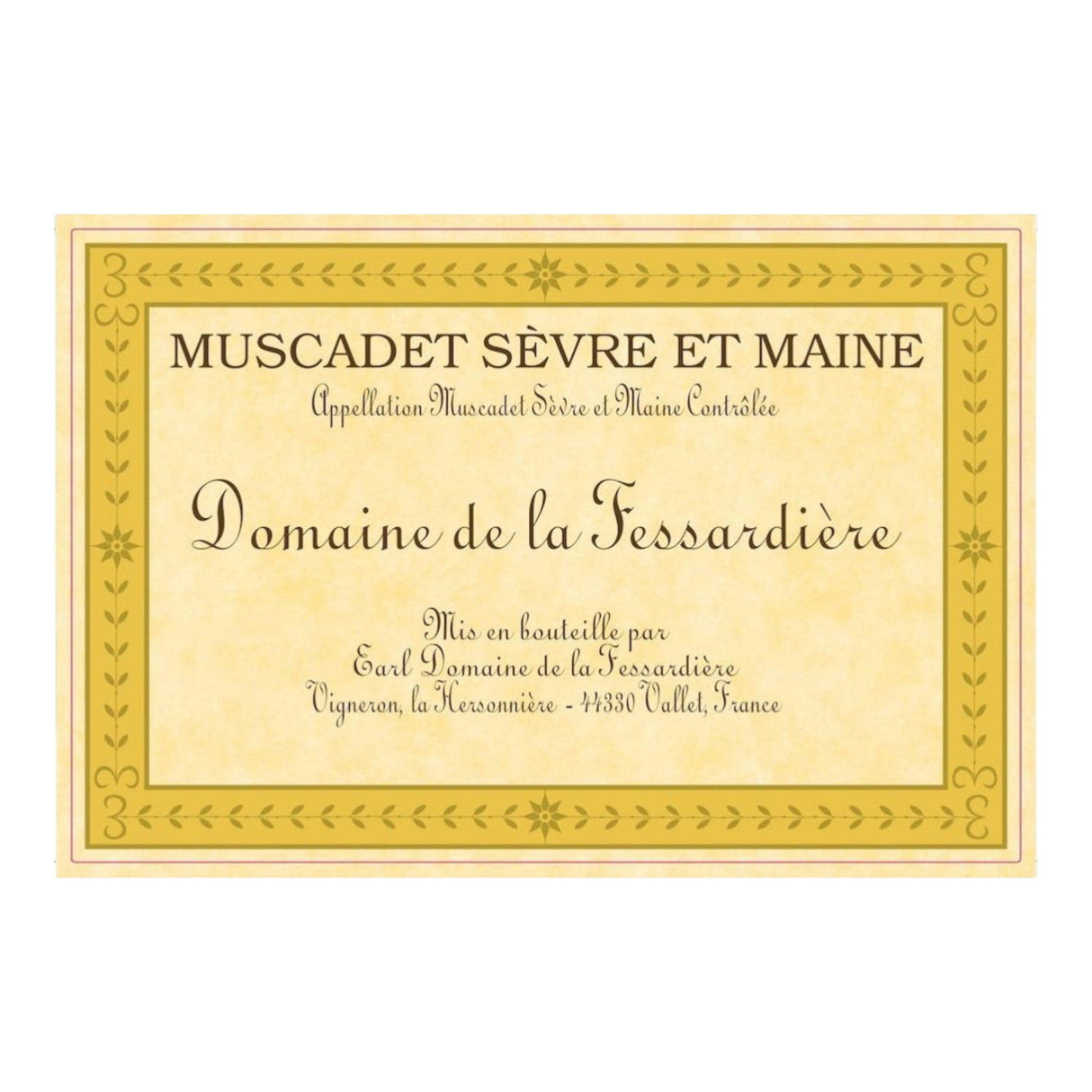 Domaine de la Fessardiere Muscadet Sevre-et-Maine 2023 white wine bottle 750mL from France