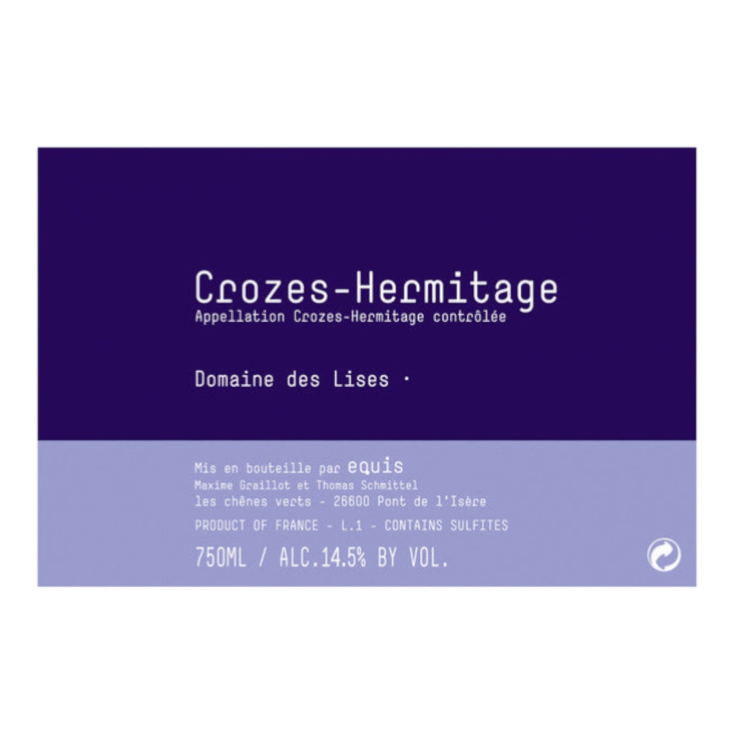 Domaine des Lises Equis Crozes Hermitage 2021 red wine bottle 750mL from France