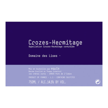 Domaine des Lises Equis Crozes Hermitage 2021 red wine bottle 750mL from France