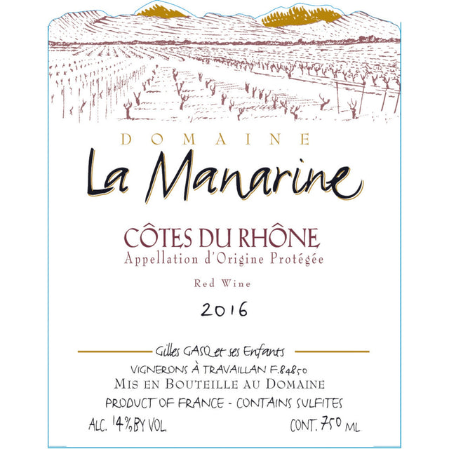 Domaine La Manarine Cotes du Rhone Rouge 2023 bottle 750mL from France
