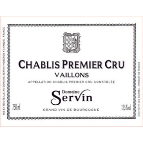Domaine Servin Premier Cru Vaillons Chablis 2023 white wine bottle 750mL from France