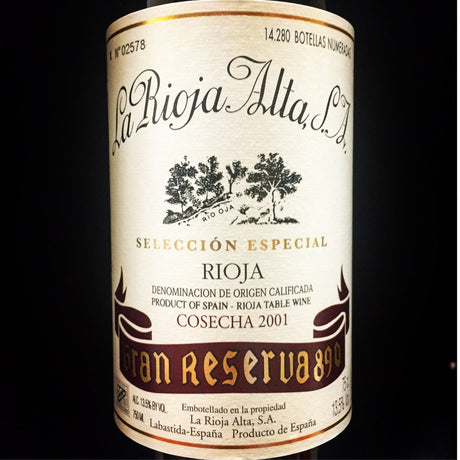 La Rioja Alta 890 Gran Reserva Rioja 1995 red wine bottle 750mL from Spain