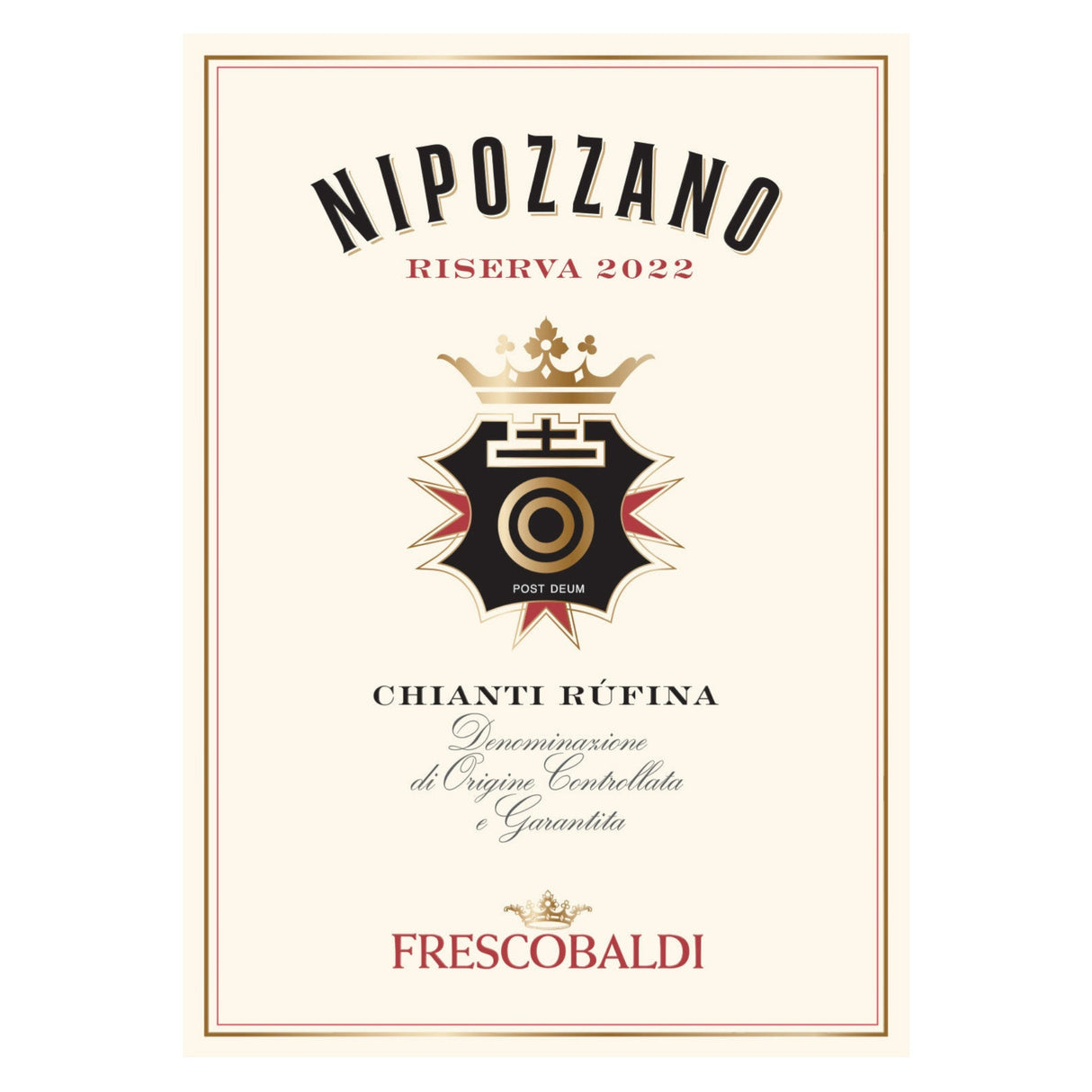 Marchesi de' Frescobaldi Nipozzano Chianti Rufina Riserva 2022 red wine bottle 750mL from Italy