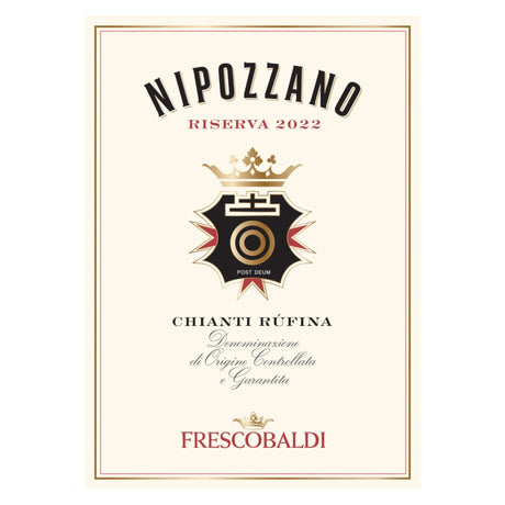 Marchesi de' Frescobaldi Nipozzano Chianti Rufina Riserva 2022 red wine bottle 750mL from Italy