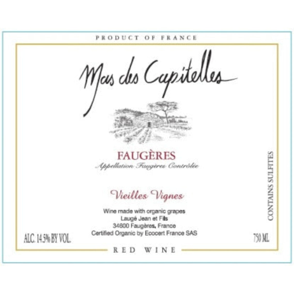 Mas des Capitelles Vieilles Vignes Faugeres Rouge 2022 bottle 750mL from France