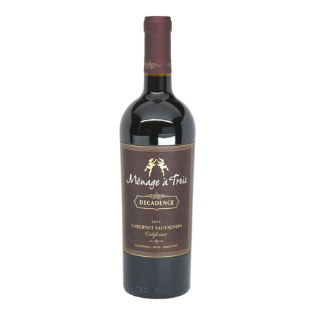 Menage a Trois Decadence California Cabernet Sauvignon red wine bottle 750mL from USA