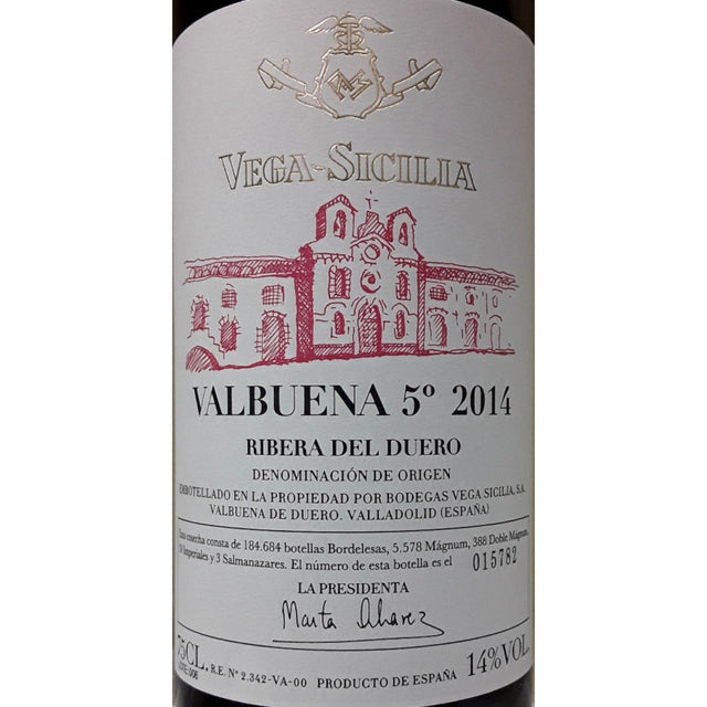 Vega Sicilia Valbuena 5 Ribera del Duero 2019 red wine bottle 750mL from Spain