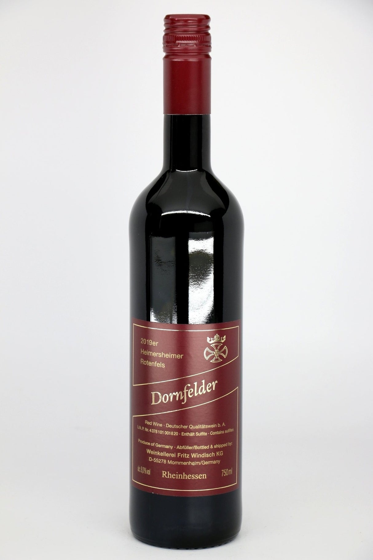 Fritz Windisch Heimersheimer Rotenfels Dornfelder 2024 red wine bottle 750mL from Germany