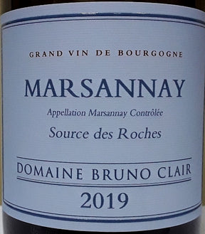 Domaine Bruno Clair Sources des Roches Marsannay Blanc 2019 bottle from France